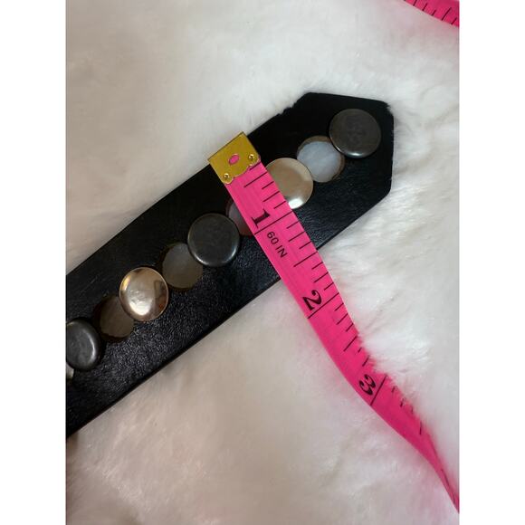 BRAVE Gordic Gump Belt Black Leather Italian Buckle Rivet Size 32 Ethically Made - Picture 11 of 12